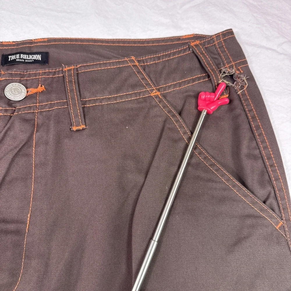 True Religion Cargo Pants  Men's 36  Bracken Brown  org trim wide leg